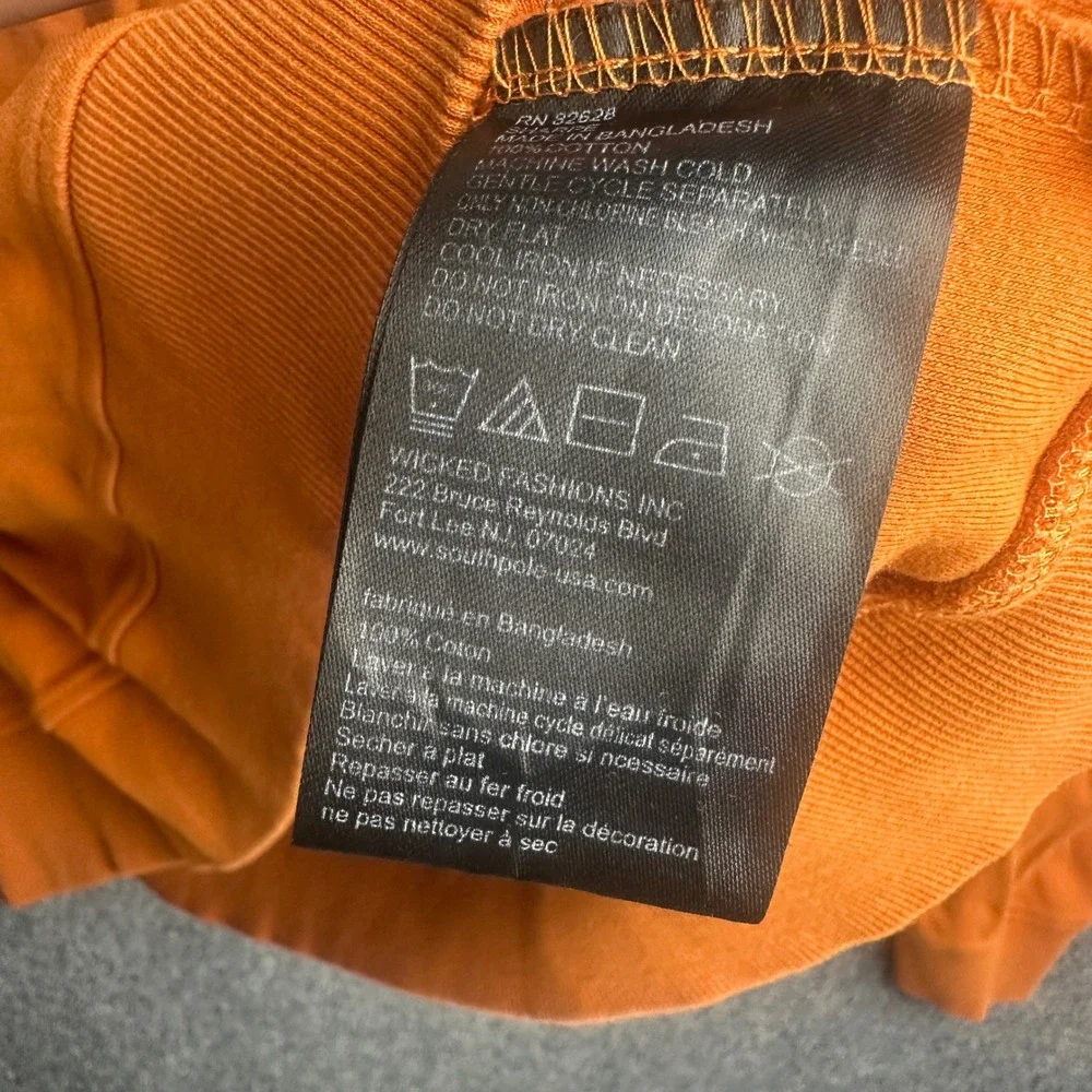 Southpole Sweatshirt Mens XL Orange Y2K Streetwear Hip Hop Denim Panel Patchwork